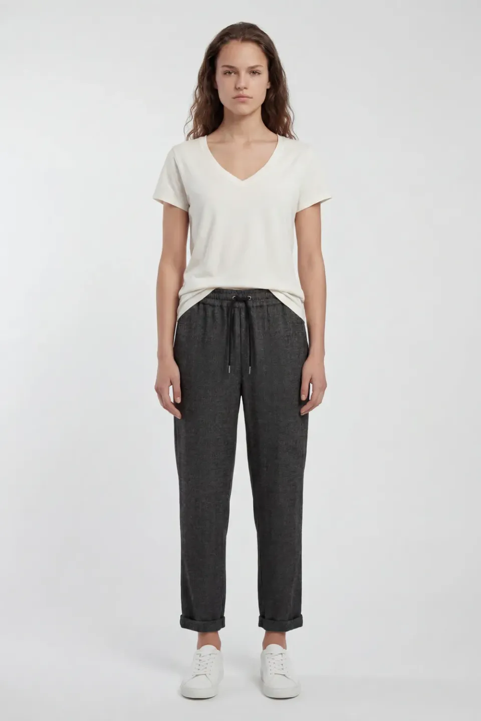 Teddy City pantalone donna mélange black viscosa