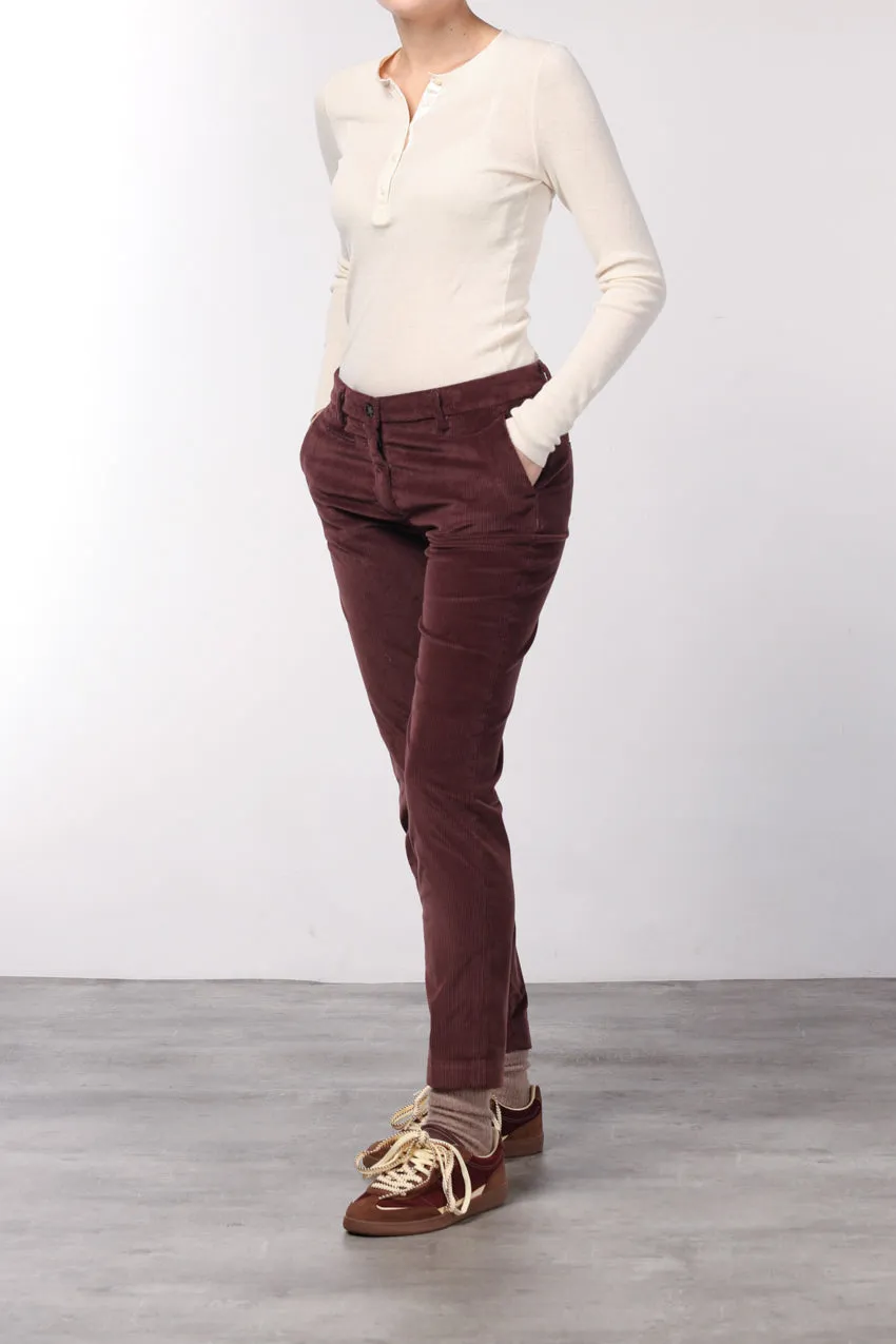 Mason's New York Slim chino donna bordeaux velluto