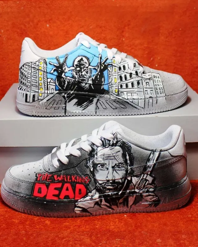Never Say Never Walking Dead Nike Air Force 1 Dipinte Horror
