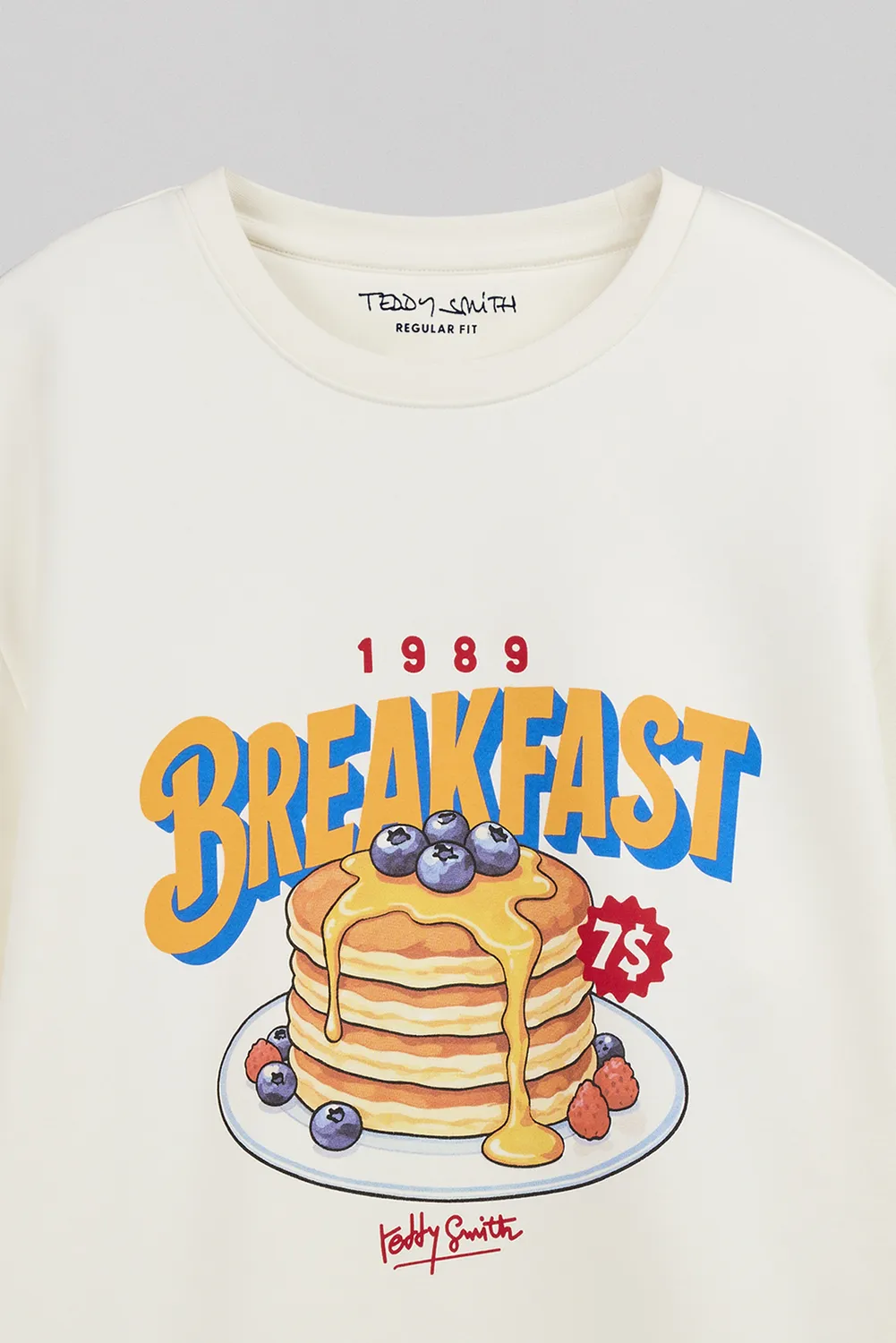 Teddy Smith S-Breakfast felpa girocollo bianca pancakes