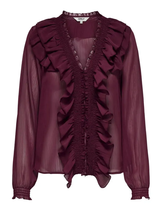 ONLY Onlanina Top Donna volant scollo a V tessuto