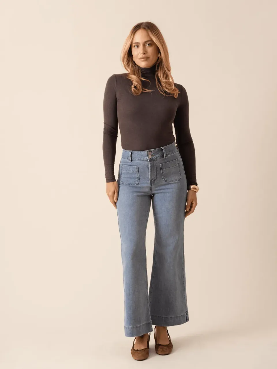 Oraije Elenette jeans flare blu medio chiaro