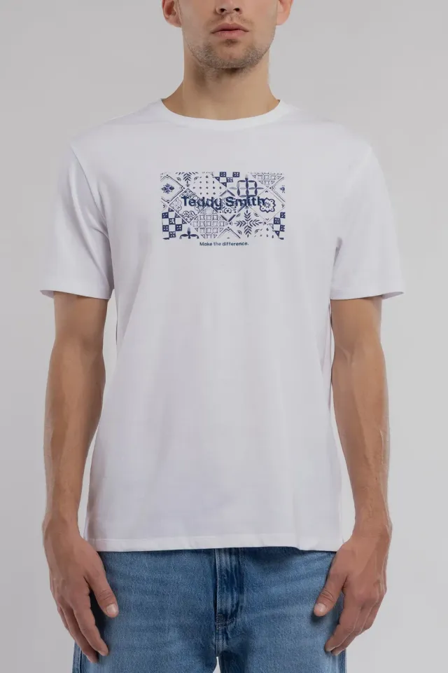 Teddy Smith T-Ares MC Blanc t-shirt uomo bianco