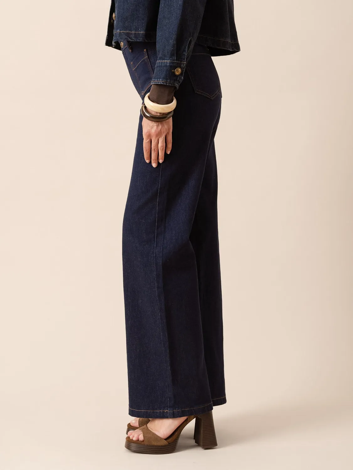 Oraije Gaspard jeans wide blu grezzo
