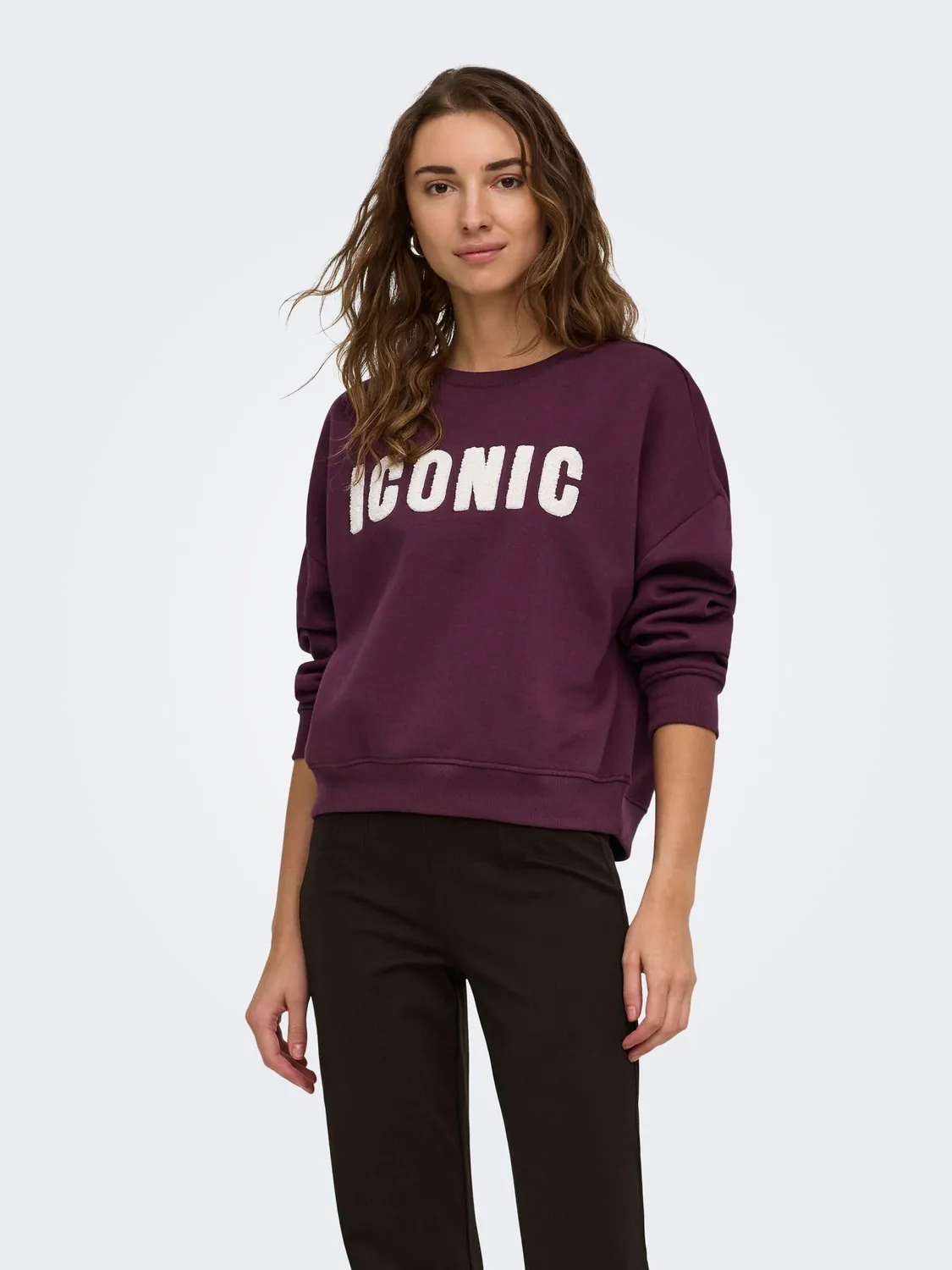 ONLY Onlsweat felpa donna girocollo tinta unita