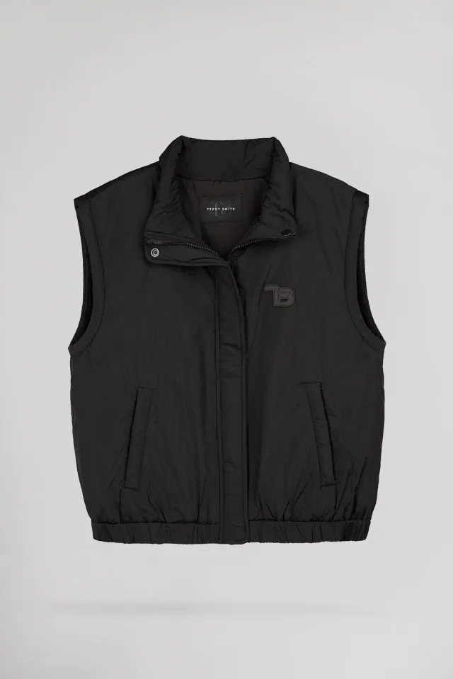 Teddy Smith B-Tessa piumino smanicato nero collo alto donna