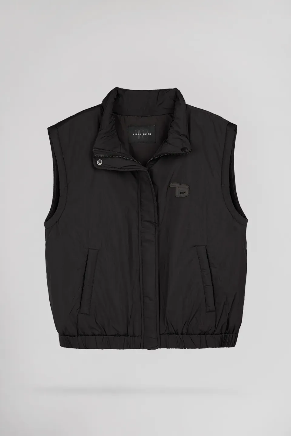 Teddy Smith B-Tessa piumino smanicato nero collo alto donna