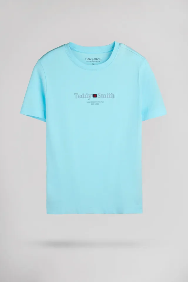 Teddy Smith T-Jim JR T-Shirt Ragazzo Blu Laguna Cotone