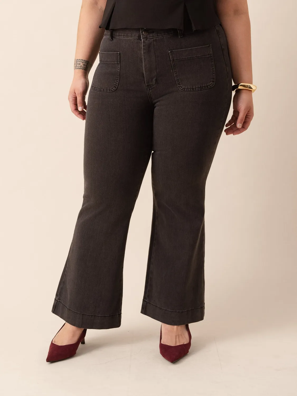 Oraije Elenette jeans flare grigio medio
