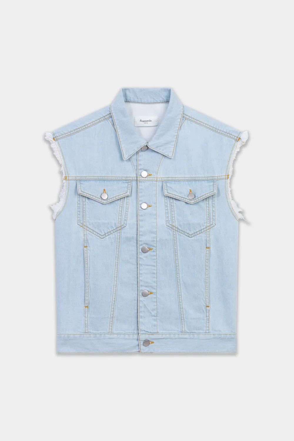 acquaverde Karly gilet jeans Ultra Bleached slavato