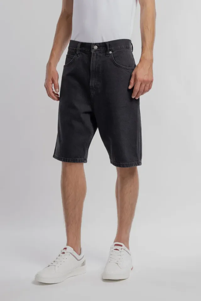 Teddy Smith S-Axel Shorts Jeans Uomo Nero Usato