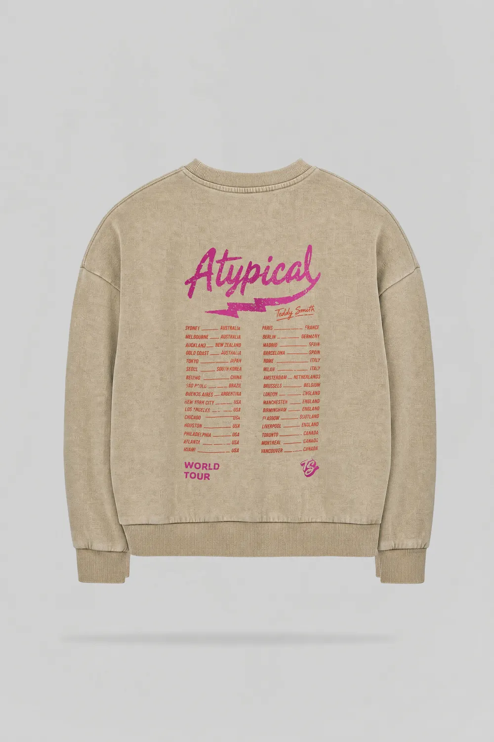 Teddy Smith S-Atypical RC Felpa Donna Wolf Beige Stampa