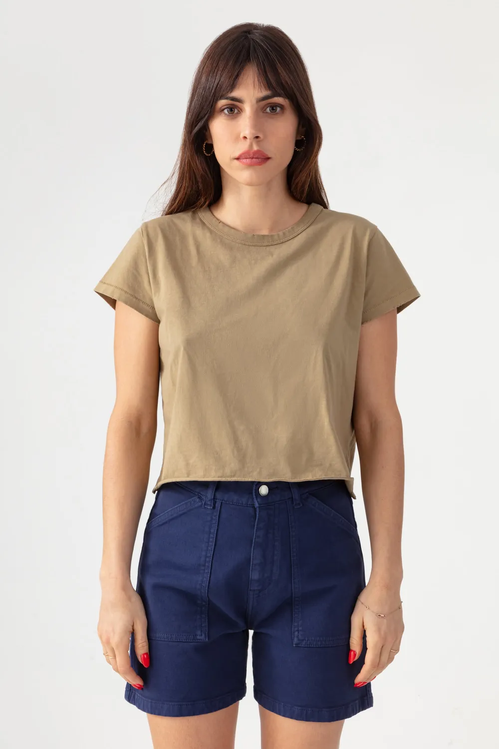 Acquaverde New Army t-shirt cropped effetto usato
