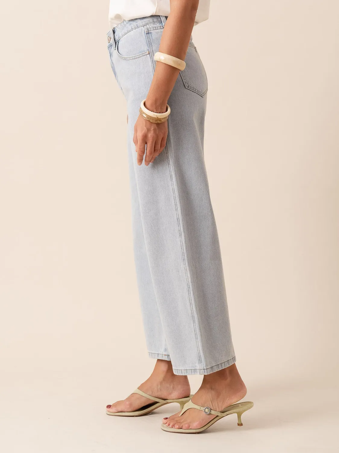 Oraije Colombe jeans wide azzurro chiarissimo