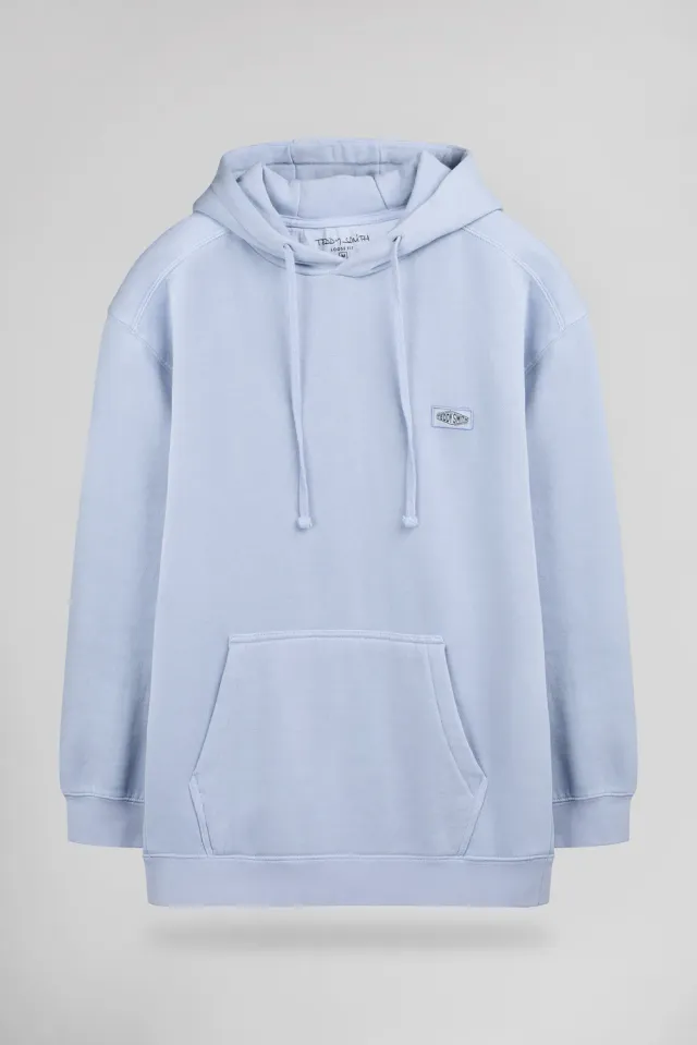 Teddy Smith S-Nateo felpa uomo azzurro pastel cappuccio