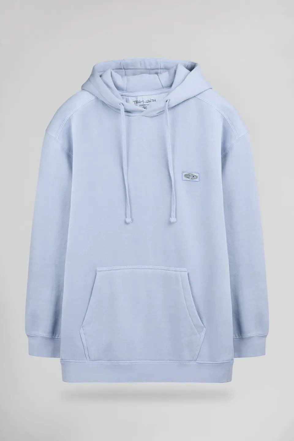 Teddy Smith S-Nateo felpa uomo azzurro pastel cappuccio