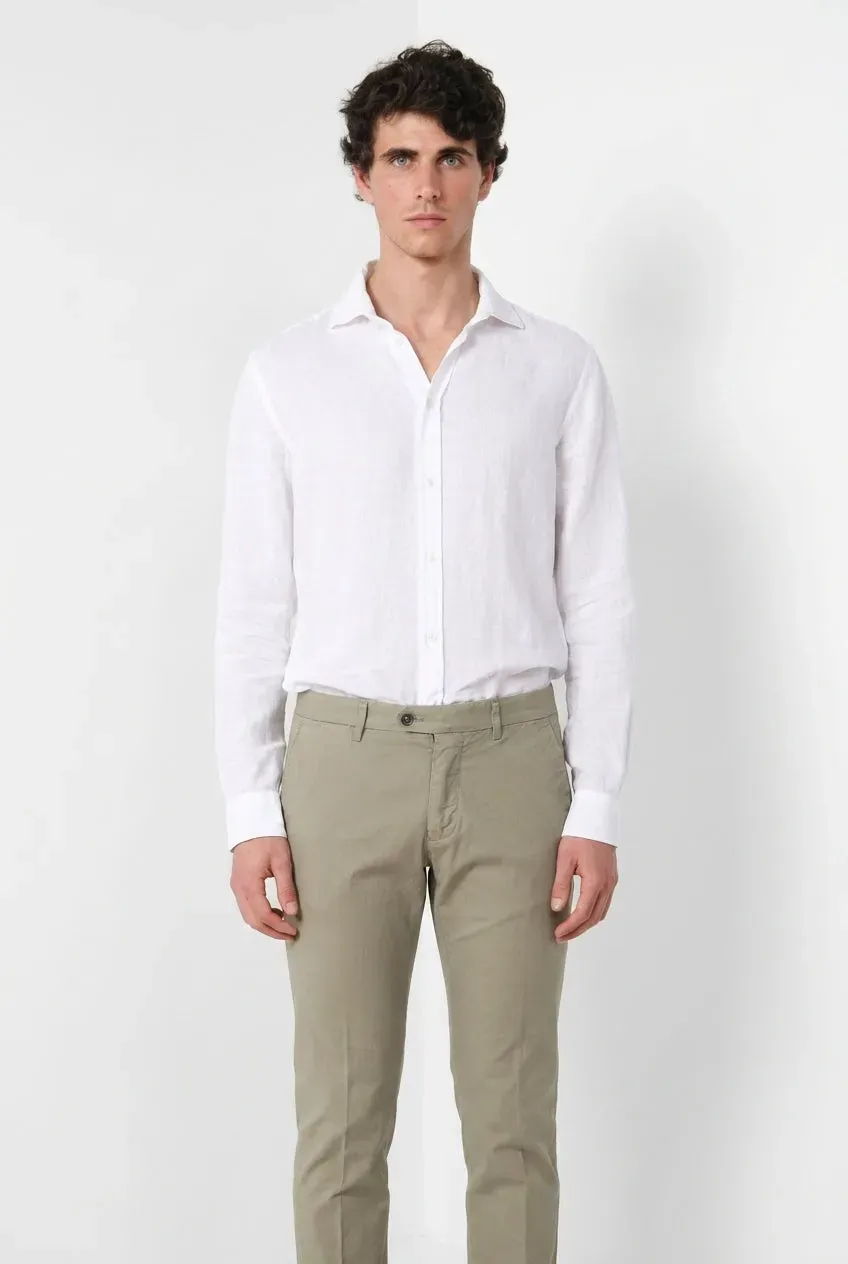 Mason's Torino Camicia Uomo Bianco Lino Tela