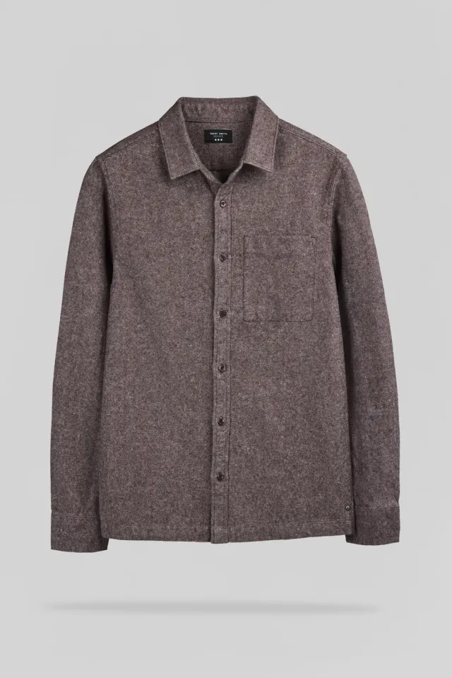 Teddy Smith C-Scott Camicia Flanella Marrone Prugna Uomo