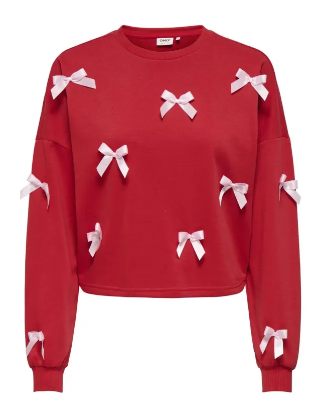 ONLY Onljedeite felpa donna M maniche lunghe fiocco