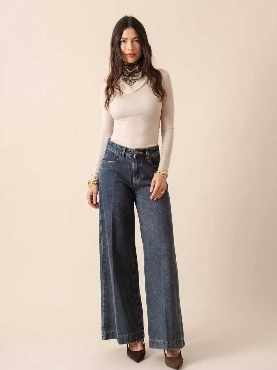 Oraije Pepino jeans palazzo blu scuro vita alta