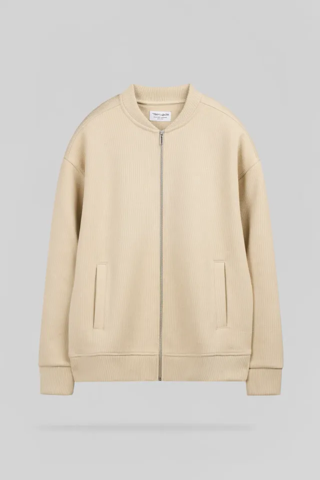 Teddy Smith G-Laurio Cardigan Zip Beige a Coste