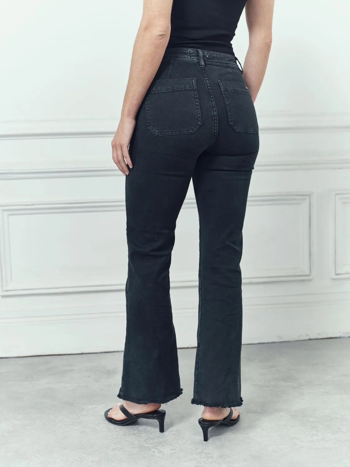 acquaverde Carlotta jeans cropped black stone stretch