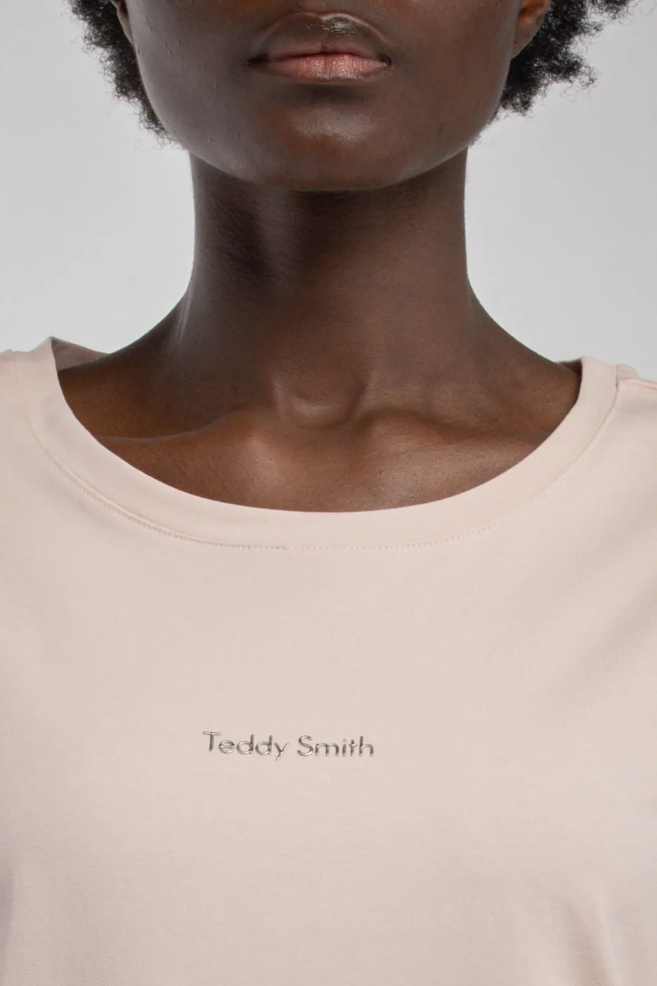 Teddy Smith T-Ribelle MC t-shirt rosa pallido cotone elasticizzato