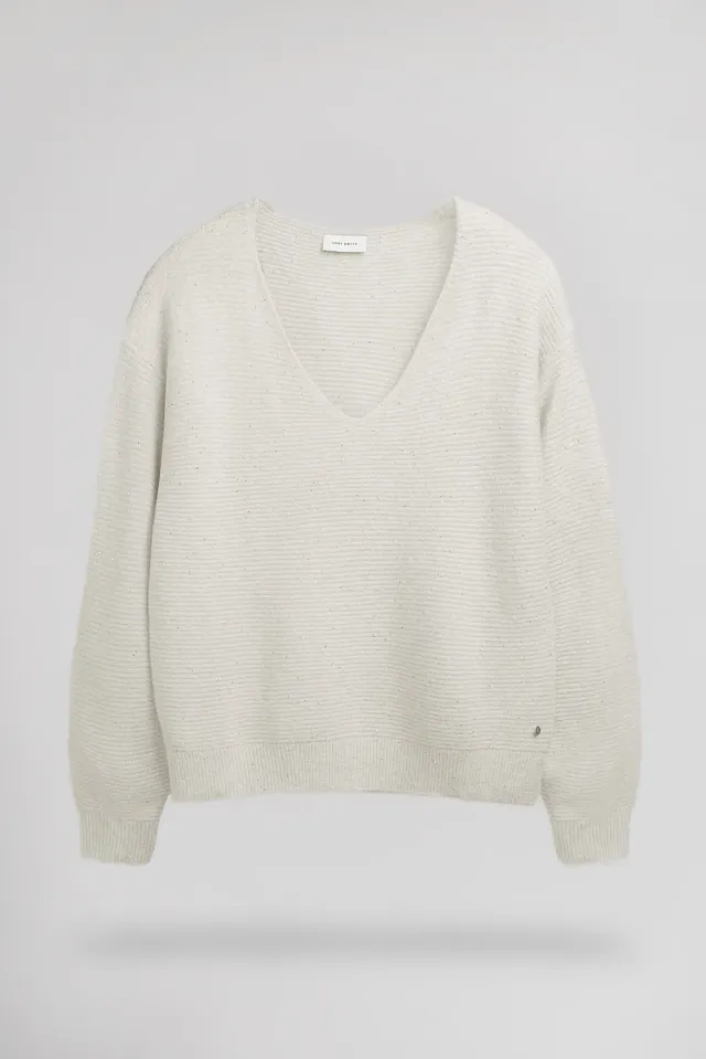 Teddy Smith P-Rachel Middle White pull scollo V donna