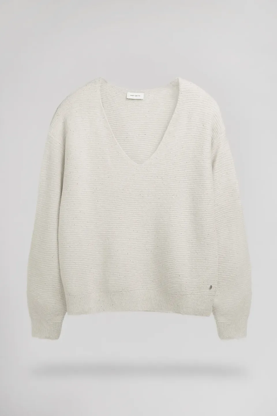 Teddy Smith P-Rachel Middle White pull scollo V donna