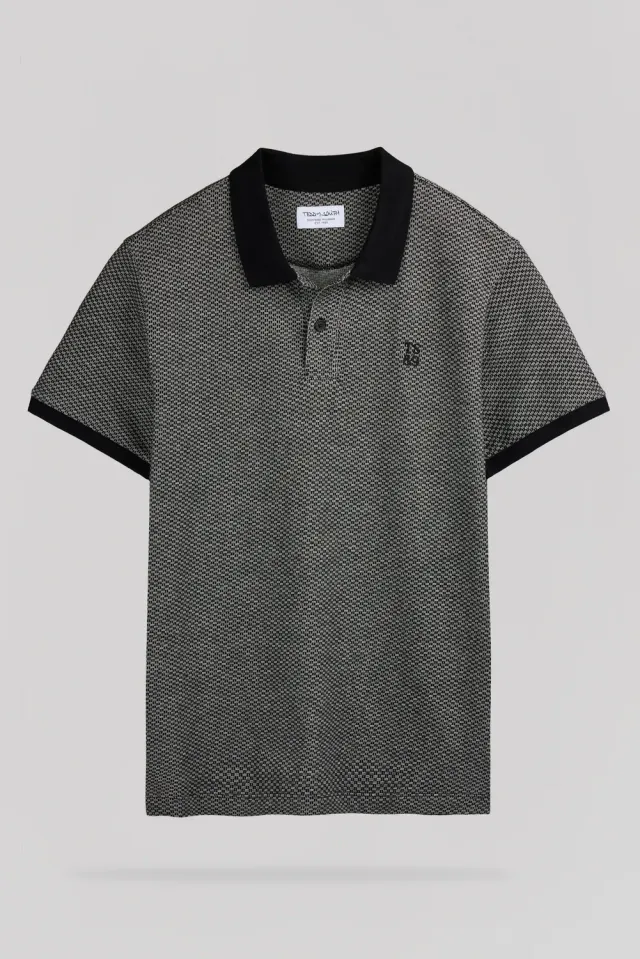 Teddy Smith P-Osey polo uomo nero jacquard cotone manica corta
