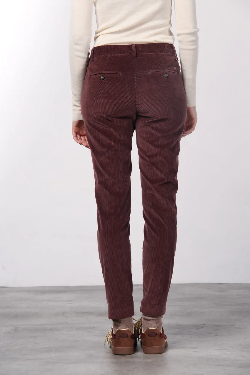 Mason's New York Slim chino donna bordeaux velluto