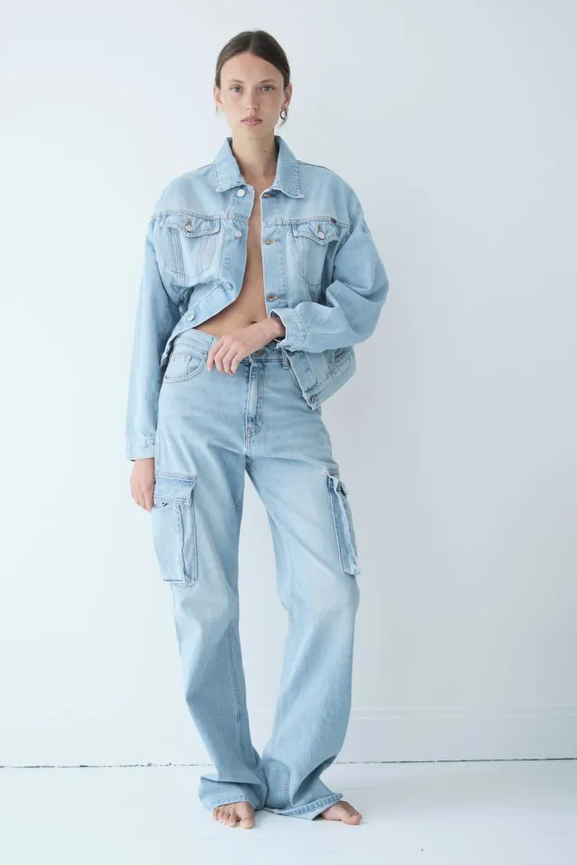 acquaverde Battle Used Bleached cargo jeans 7 tasche