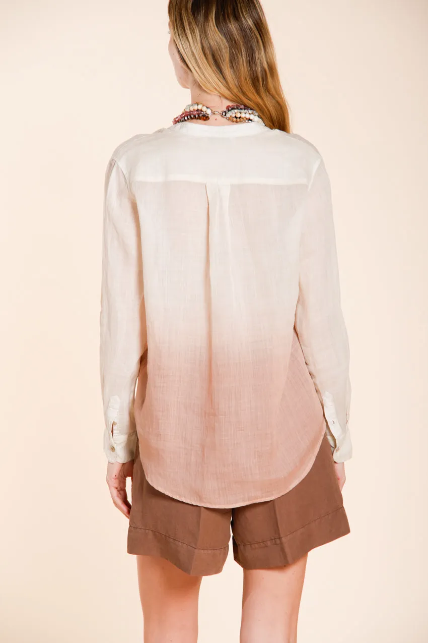 Mason's Delhi camicia donna rosa manica lunga ramie