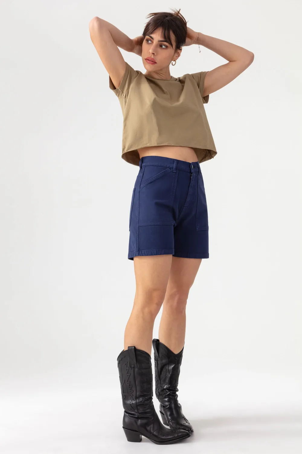 Acquaverde New Army t-shirt cropped effetto usato