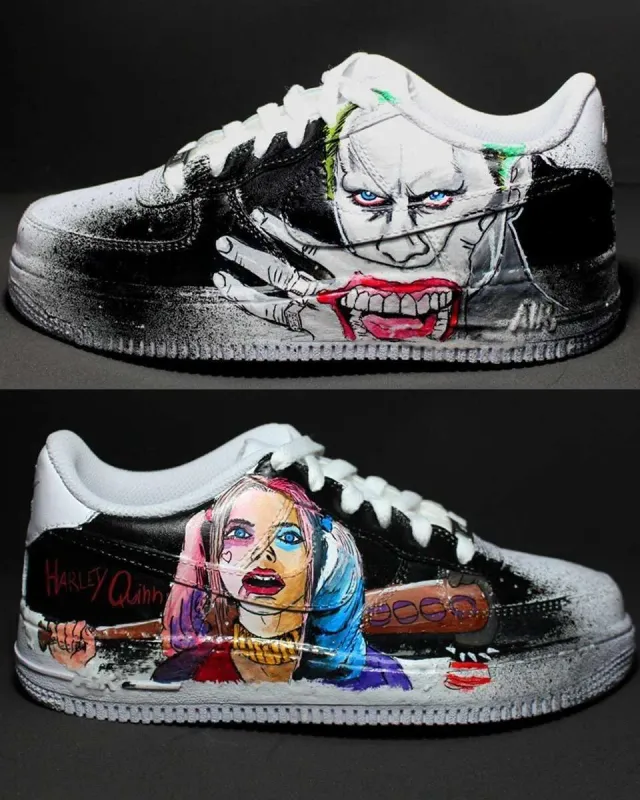 Nike Air Force 1 Suicide Squad sneakers dipinte a mano