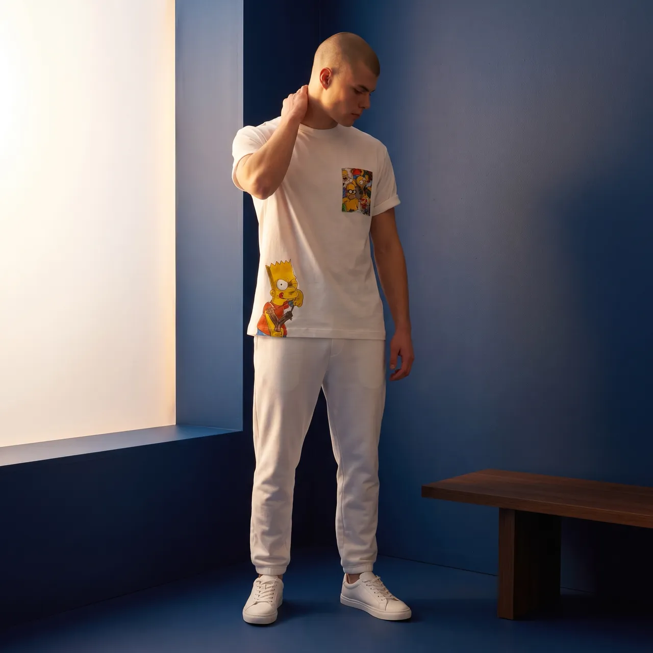 Never Say Never Bart t-shirt dipinta tessuto Simpson