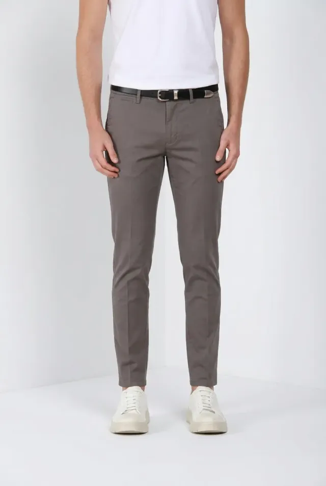 Mason's Torino Travel Chino Uomo Slim Grigio Scuro Stretch