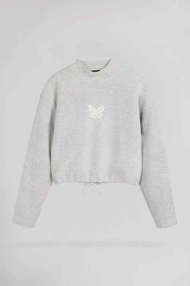 Teddy Smith S-Ody JR Felpa Grigio Collo Alto Bimba