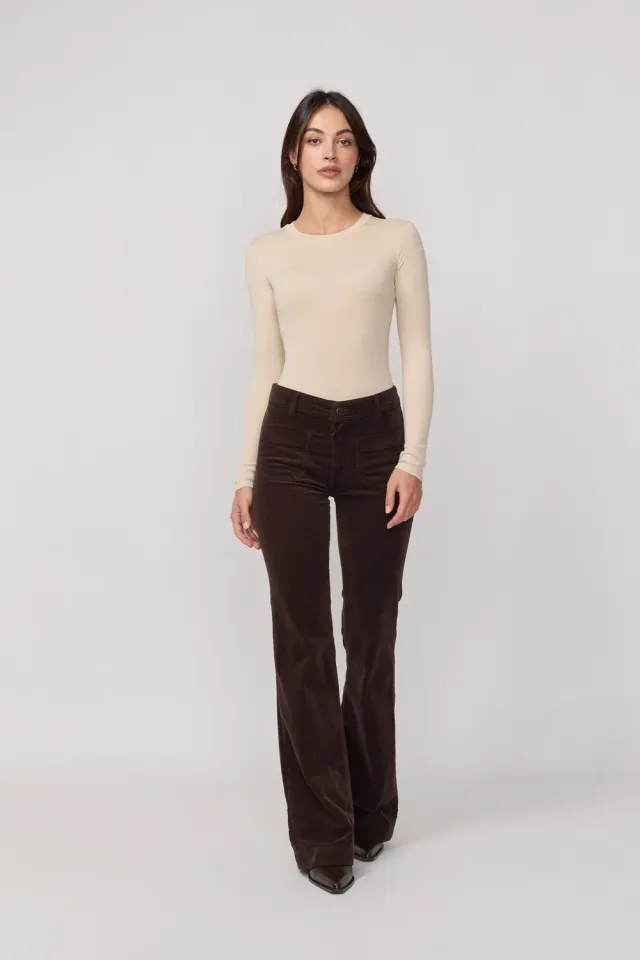 Acquaverde Charlotte pantalone Brown bootcut velluto