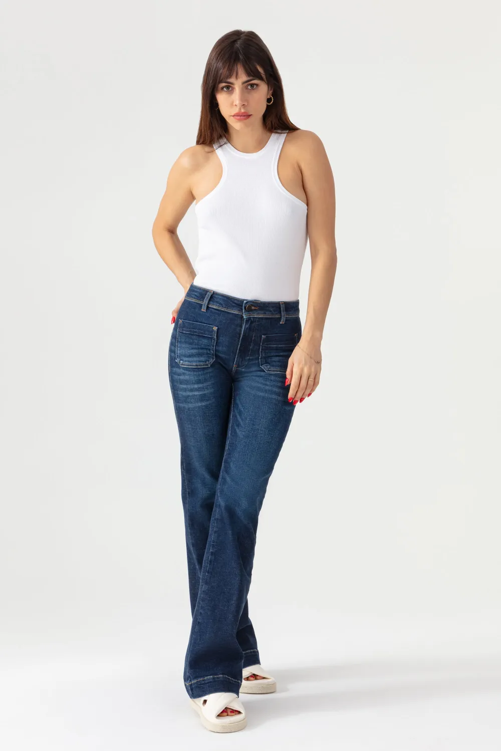 Acquaverde Charlotte jeans bootcut Dark Wash vita media