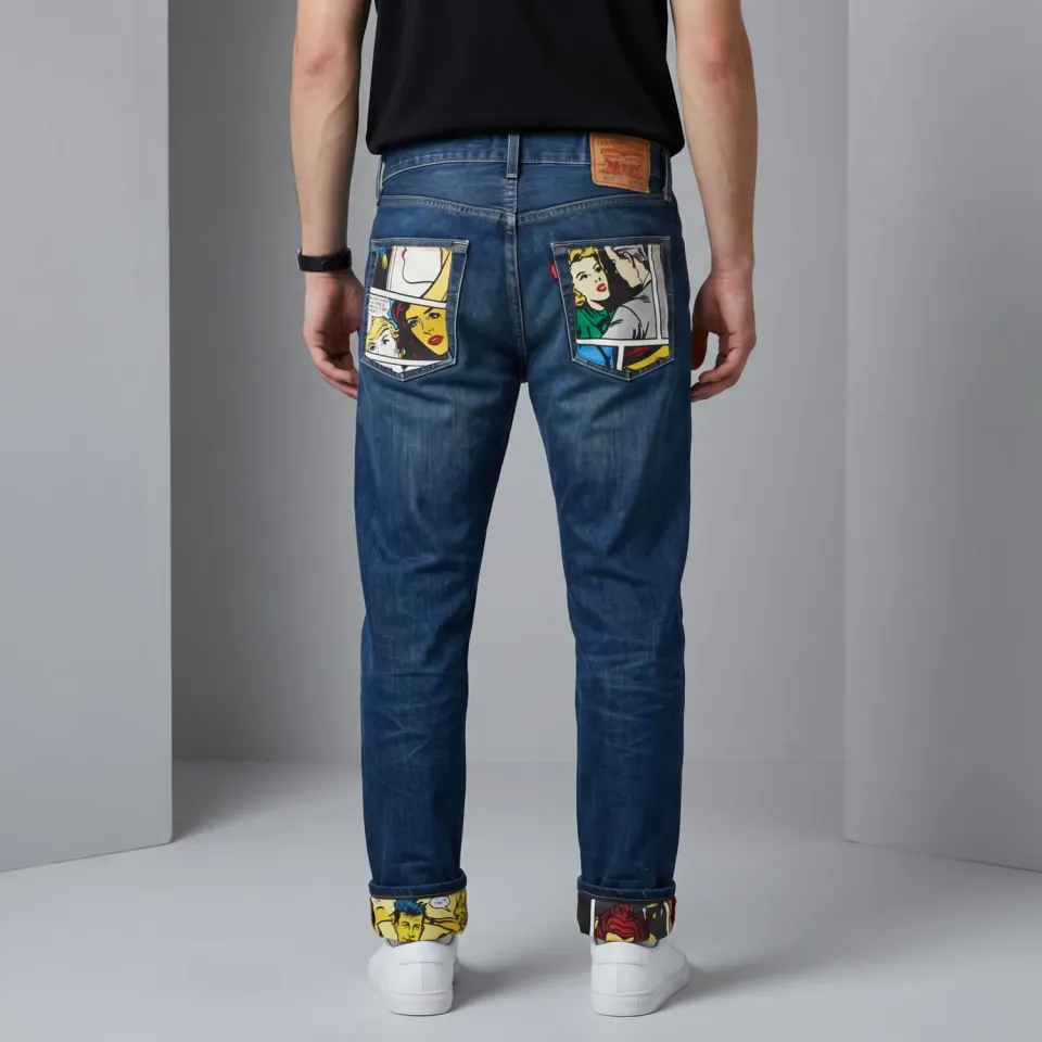 Never Say Never Fumetti Retro Anni 70 jeans Levi's vintage tessuto