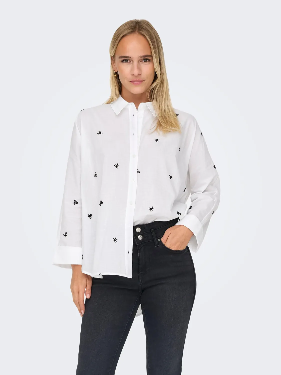 ONLY Onlnew camicia bianca box fit cotone XS