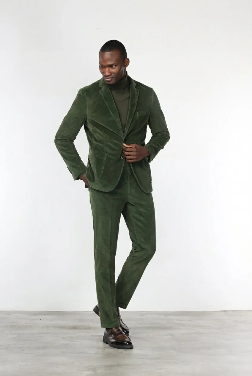 Mason's Tiziano blazer uomo velluto verde regular