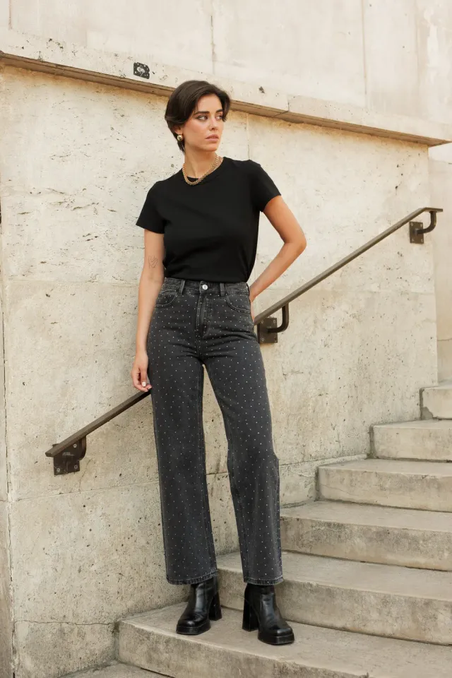 Oraije Rawlin jeans larghi grigi con strass