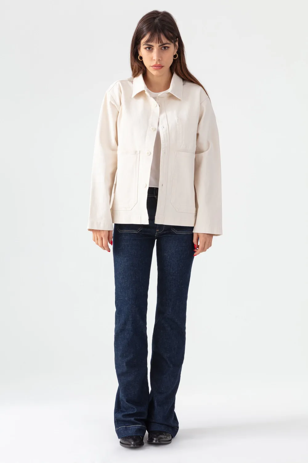 acquaverde Abby giacca in jeans Cream bottoni