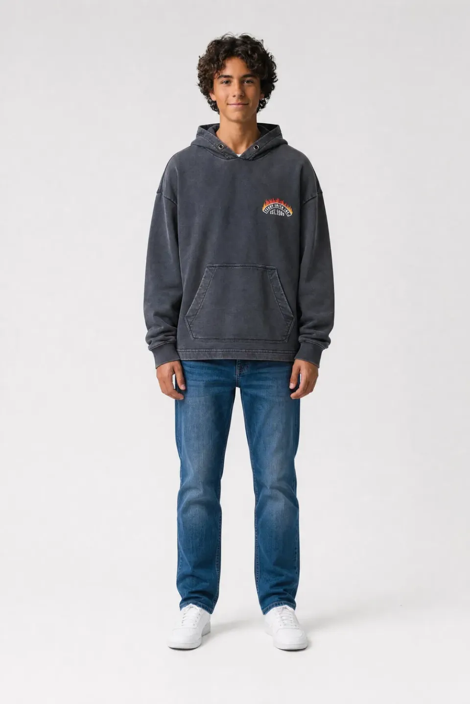 Teddy Smith S-Feu Hoody Jr Felpa Cappuccio Ragazzo Nera Cotone