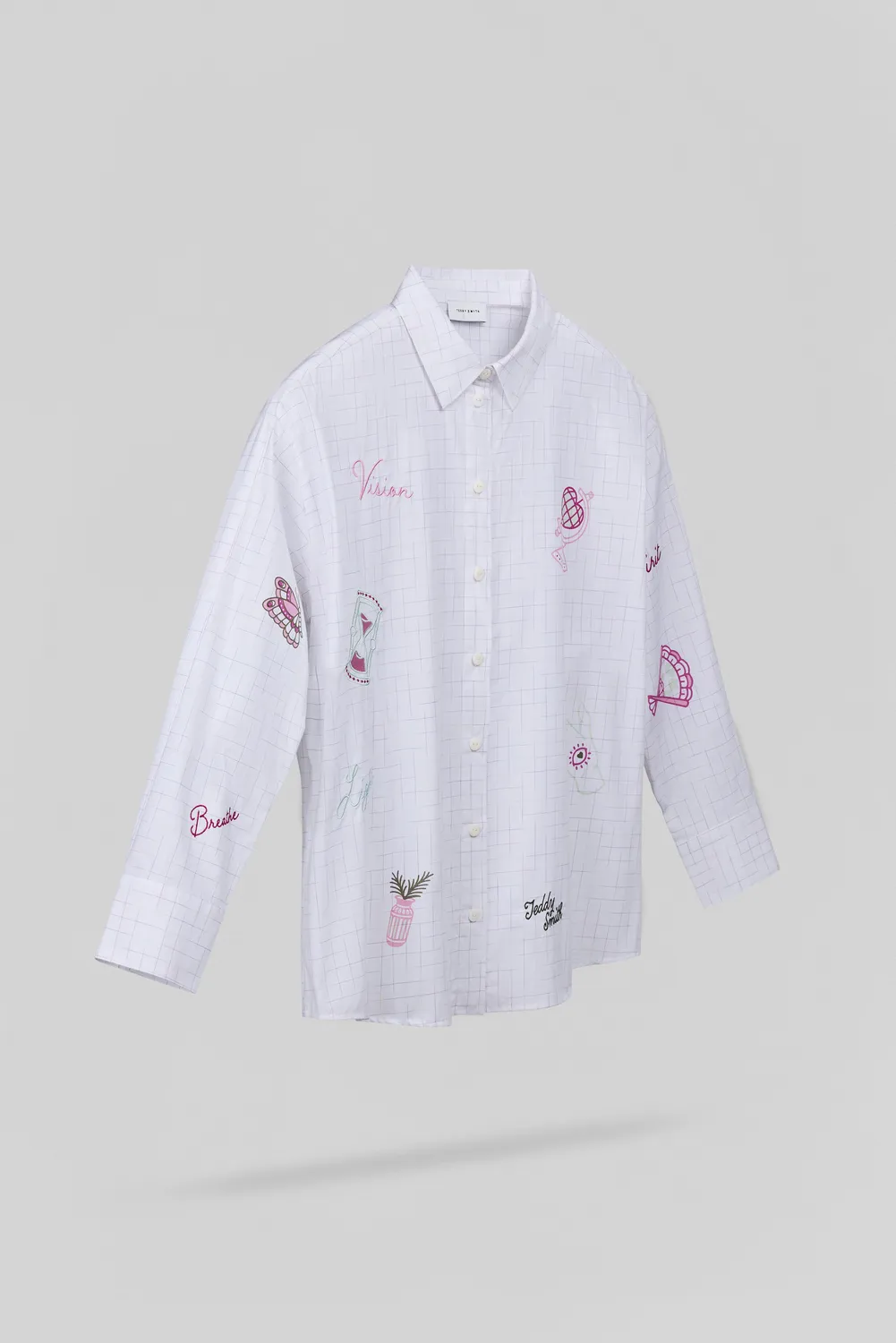 Teddy Smith C-Cyra ML camicia donna bianca ricamata