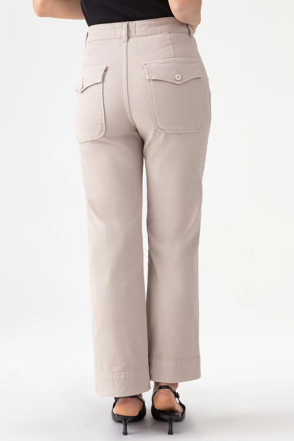Acquaverde Paltrow 7/8 pantaloni Beige vita alta