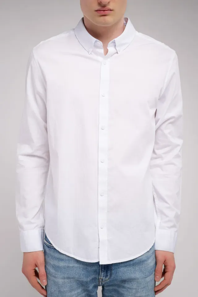 Teddy Smith C-Volt 2 ML Blanc Camicia Uomo Bianca Twill
