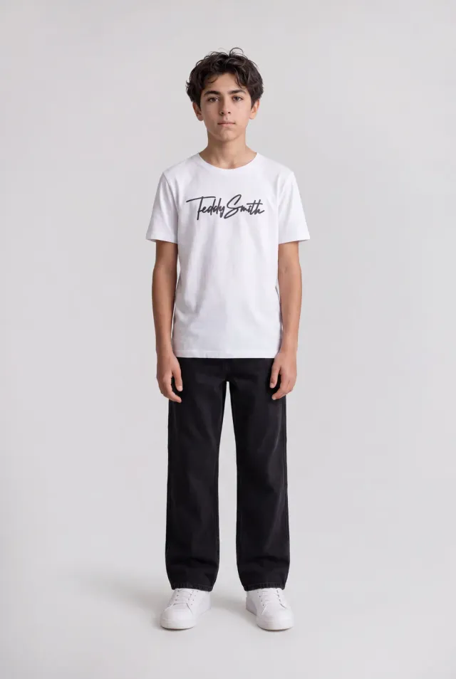 Teddy Smith T-Evan MC JR T-Shirt Bianco Cotone Ragazzo